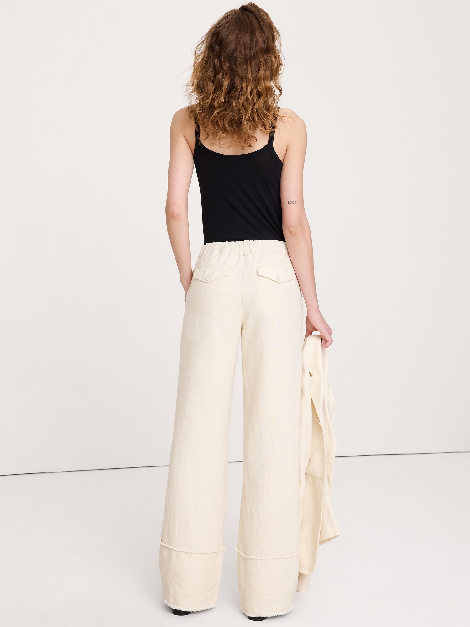 Image number 3 showing, The Everyday Wide-Leg Pant in Fringe-Hem Linen
