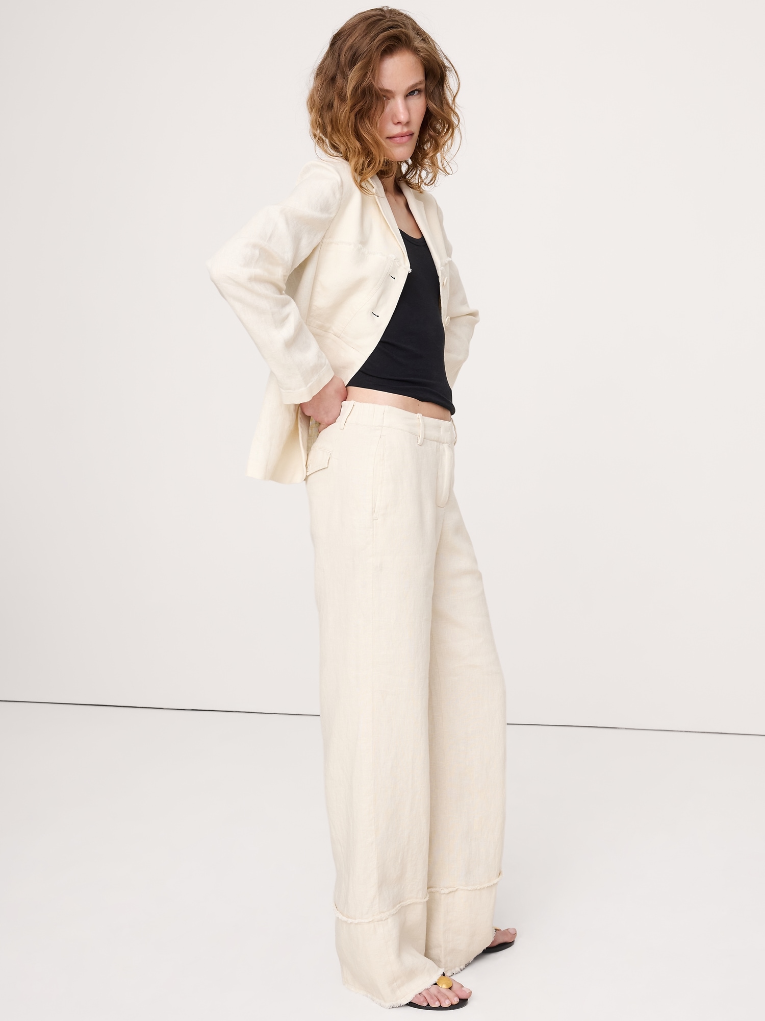 Image number 4 showing, The Everyday Wide-Leg Pant in Fringe-Hem Linen