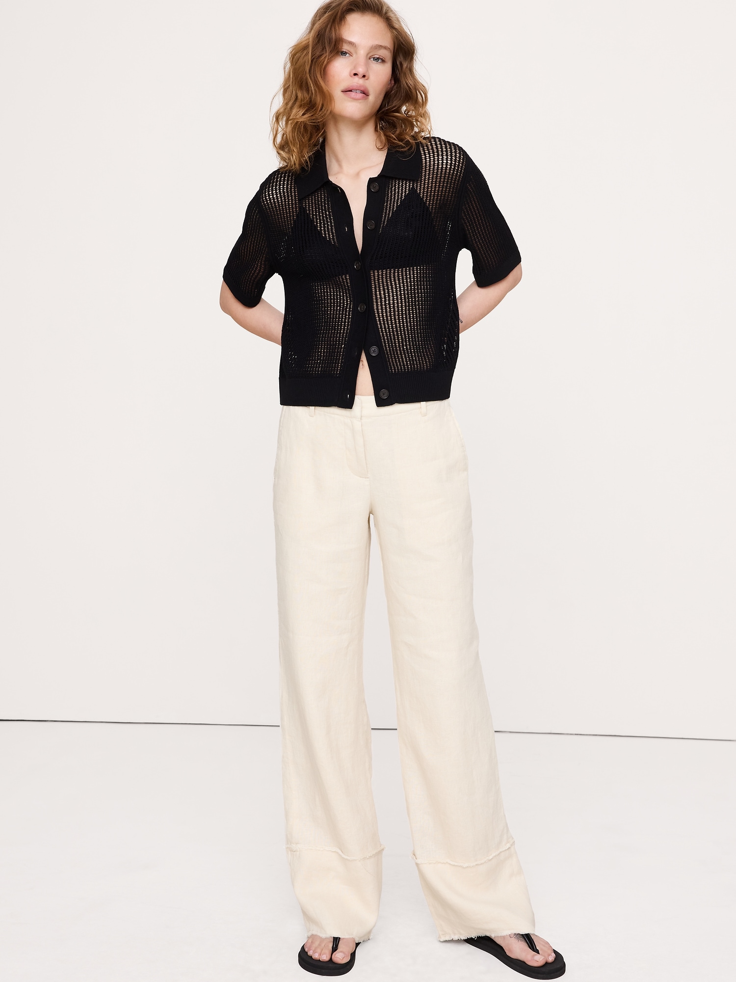 Image number 6 showing, The Everyday Wide-Leg Pant in Fringe-Hem Linen