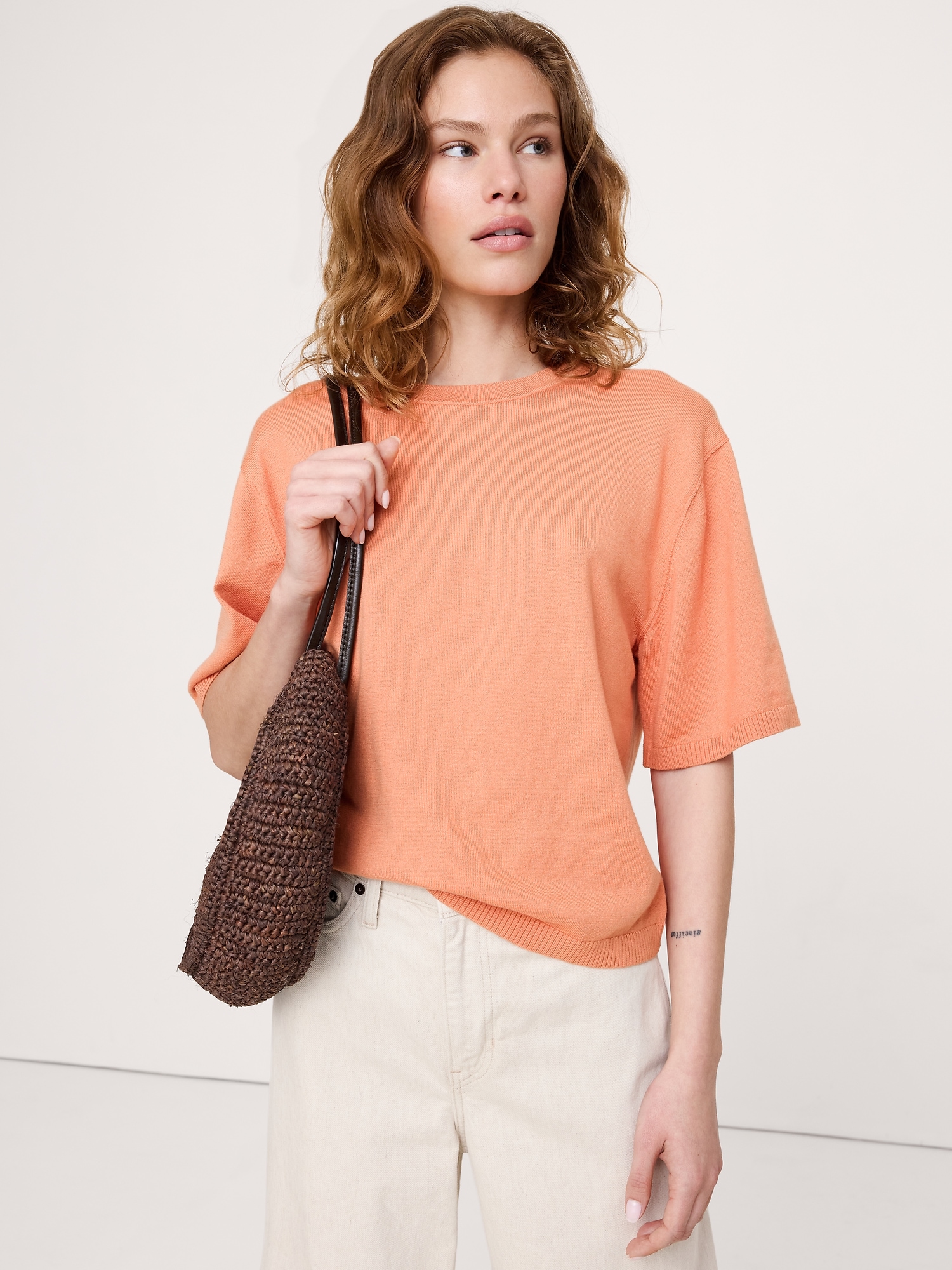 Image number 1 showing, Larkspur Cotton-Silk Sweater Tee