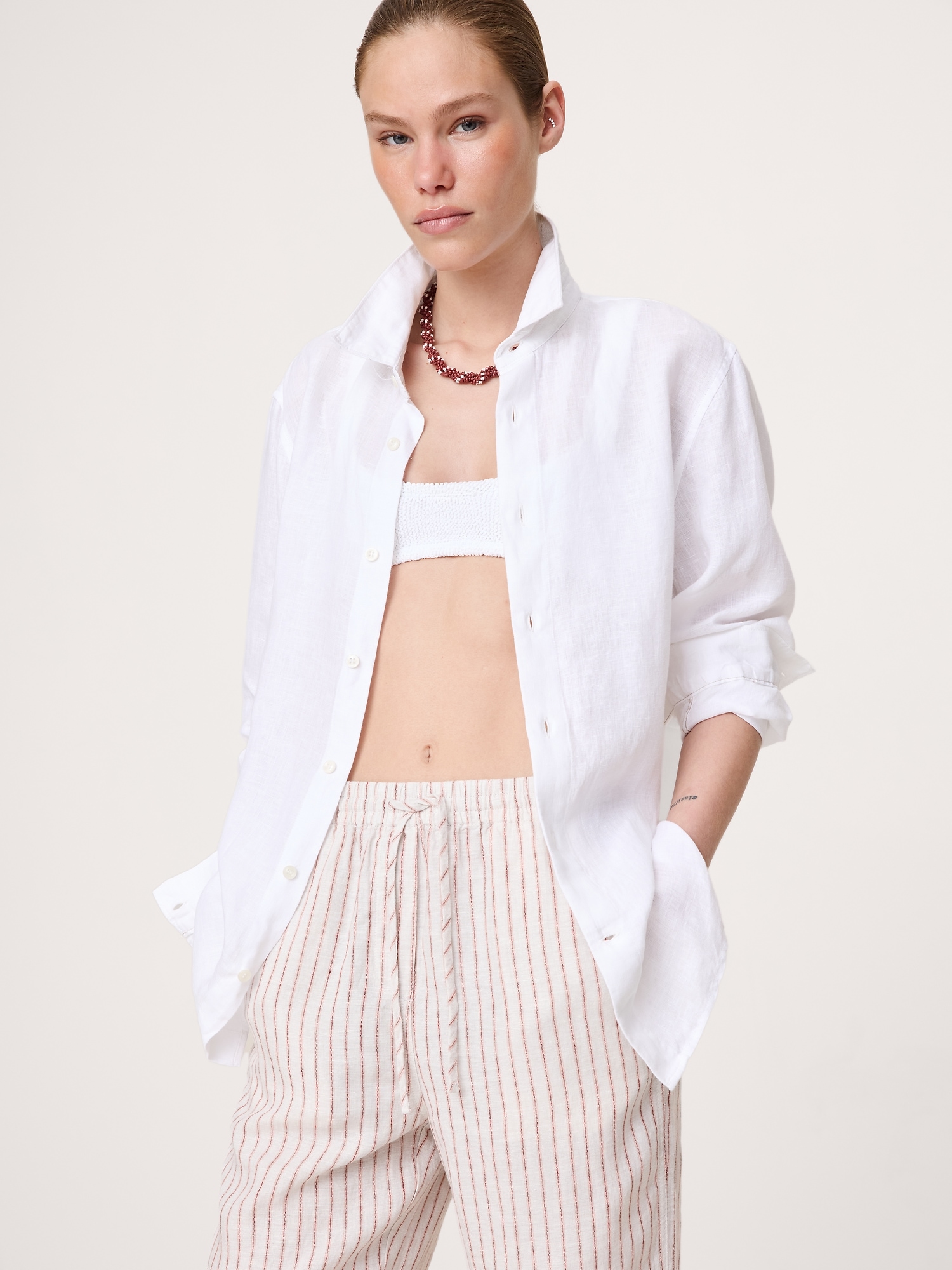 Image number 3 showing, The Getaway Straight-Leg Pull-On Pant in Linen