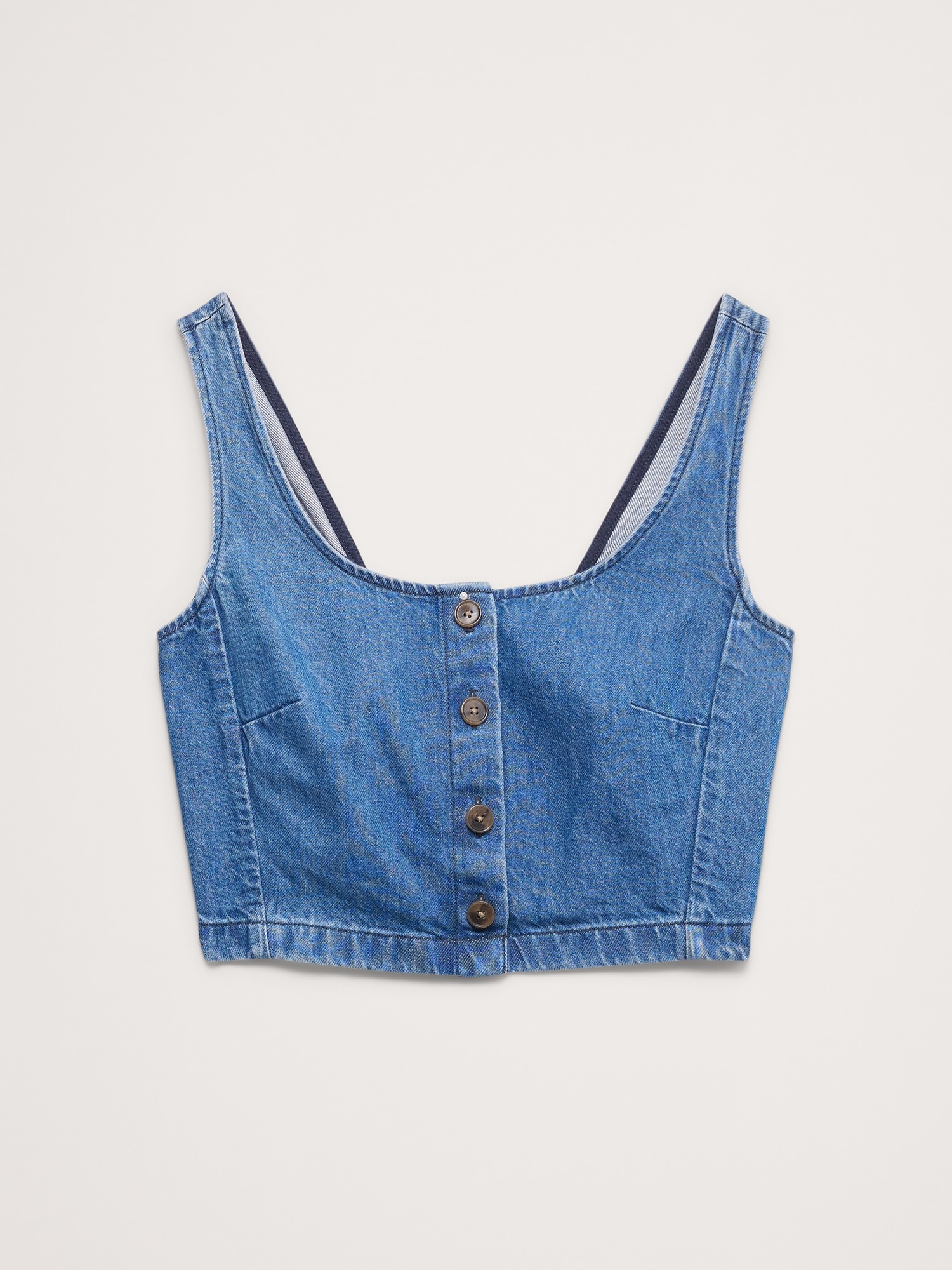 Image number 4 showing, Denim Square-Neck Cropped Tank