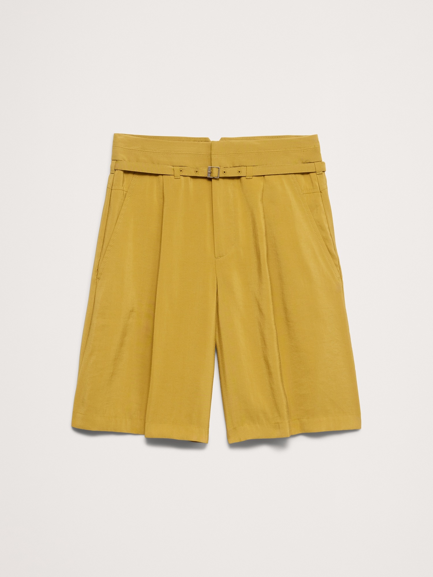 Женские шорты Banana Republic Belted Bermuda Short in Luster Twill, цвет: Шартрез — фото 4