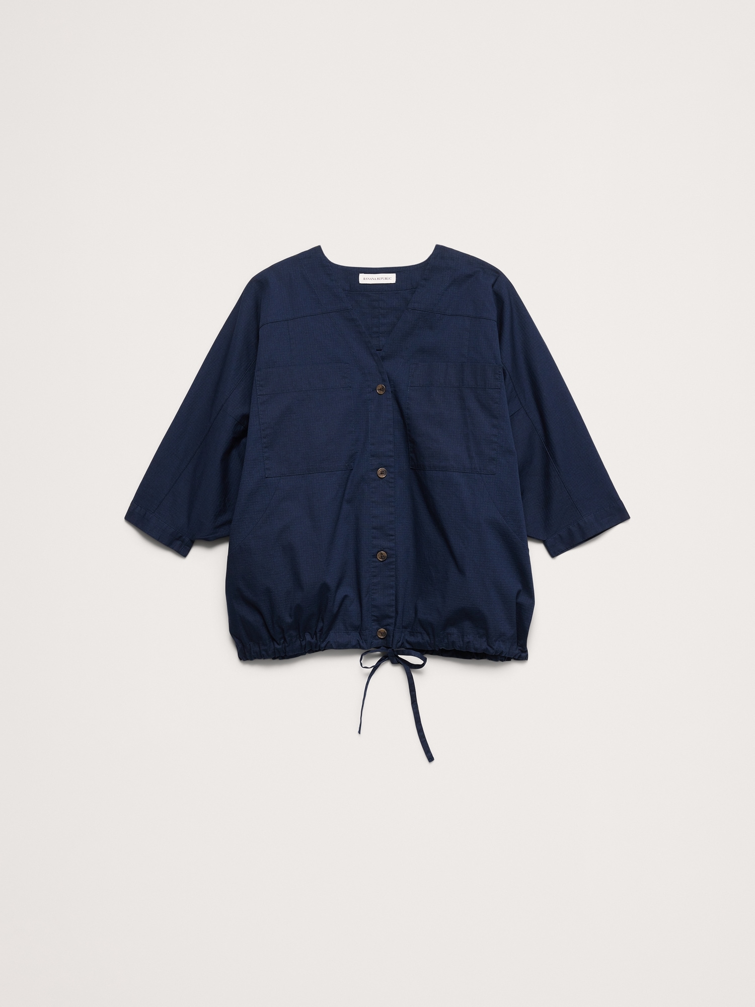 Image number 8 showing, Stretch-Cotton Drawstring-Hem Top