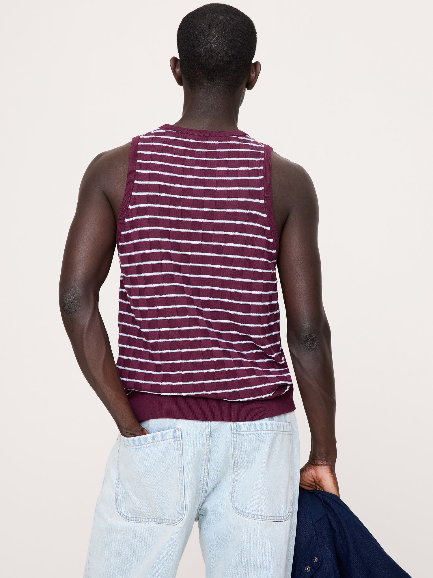Мужской топ Banana Republic Cotton Stripe Tank, цвет: Инжирный фиолетовый — фото 2