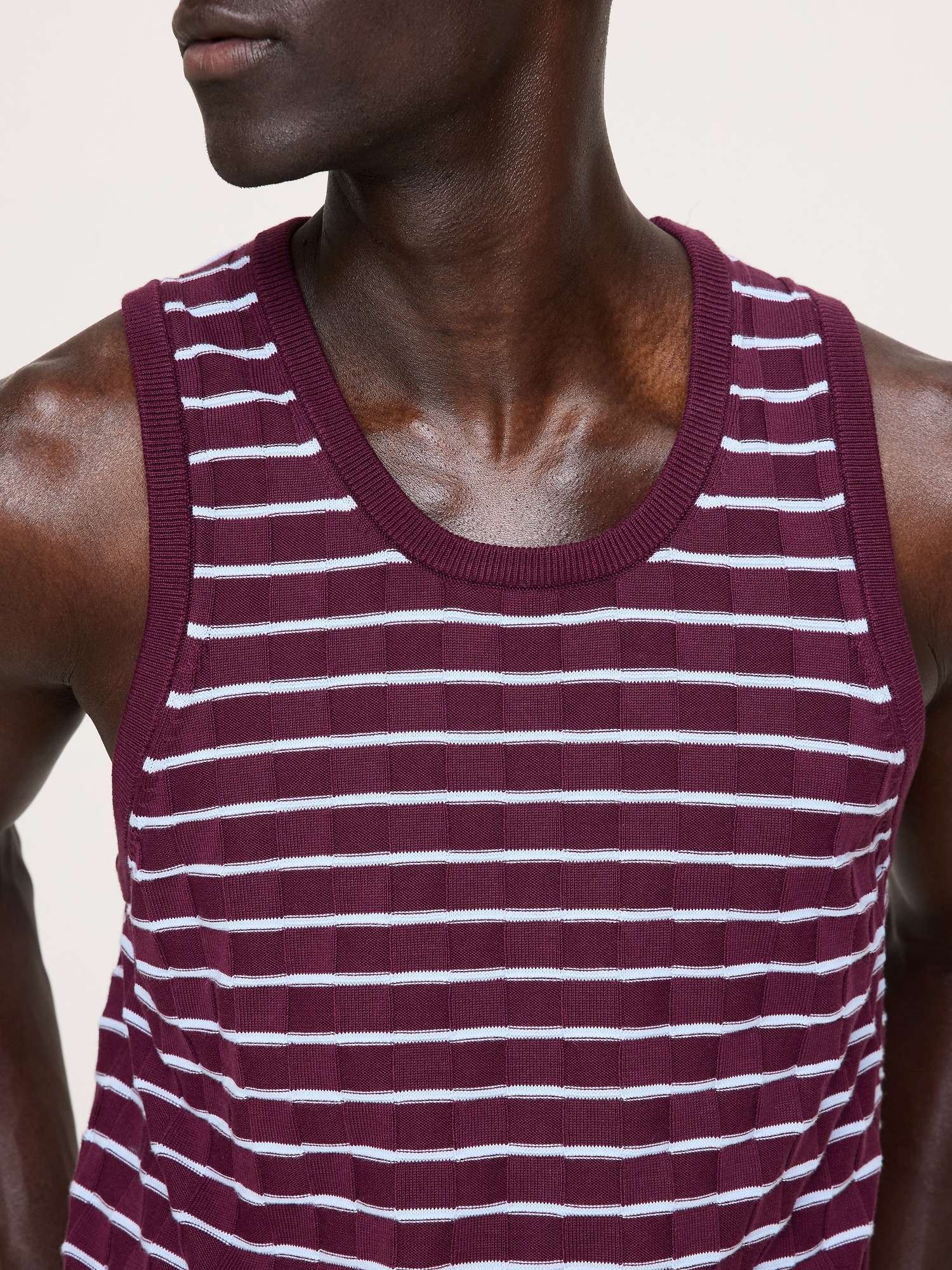 Мужской топ Banana Republic Cotton Stripe Tank, цвет: Инжирный фиолетовый — фото 6