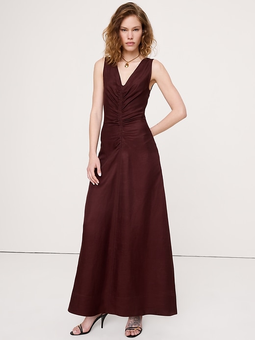 chinese dress ladies Linen Maxi Twist Front Dress main image 1