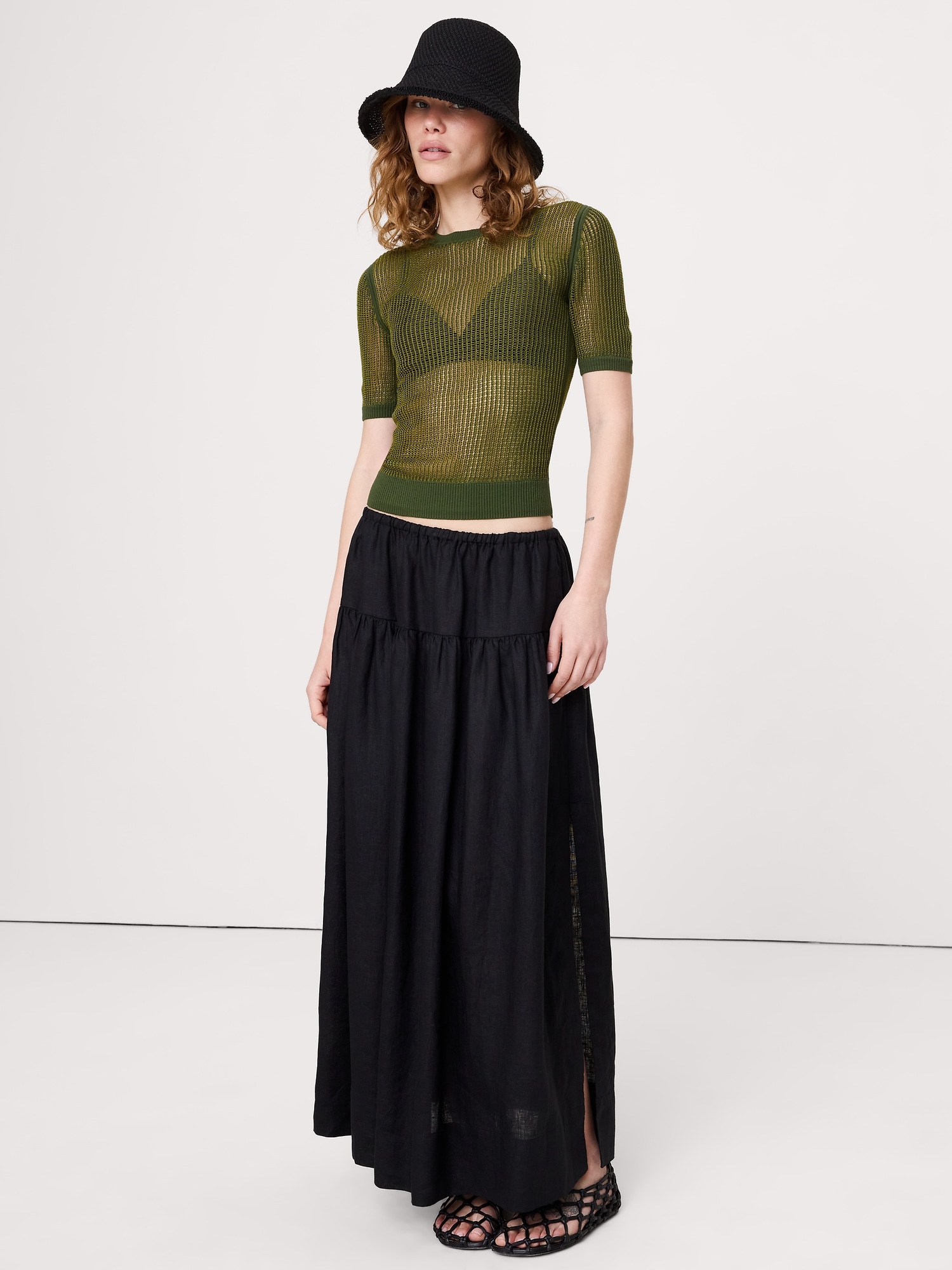 Image number 1 showing, Mesh Crew-Neck Sweater Tee
