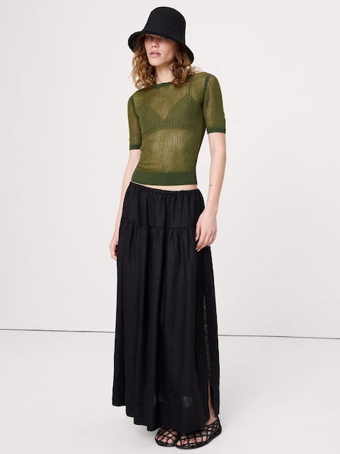 Mesh Crew-Neck Sweater Tee
