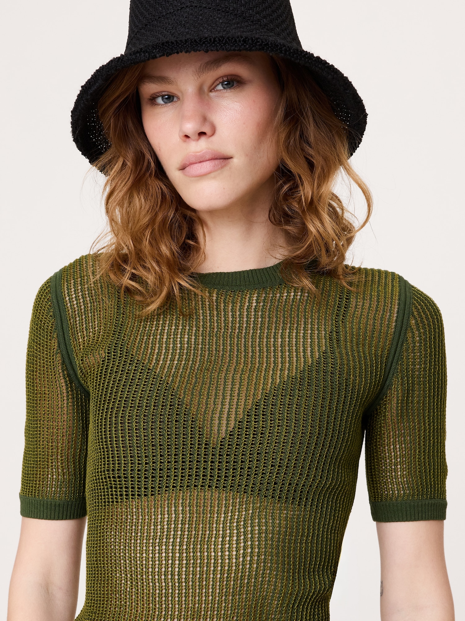 Image number 3 showing, Mesh Crew-Neck Sweater Tee