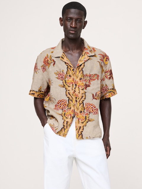 Standard-Fit Linen Resort Shirt
