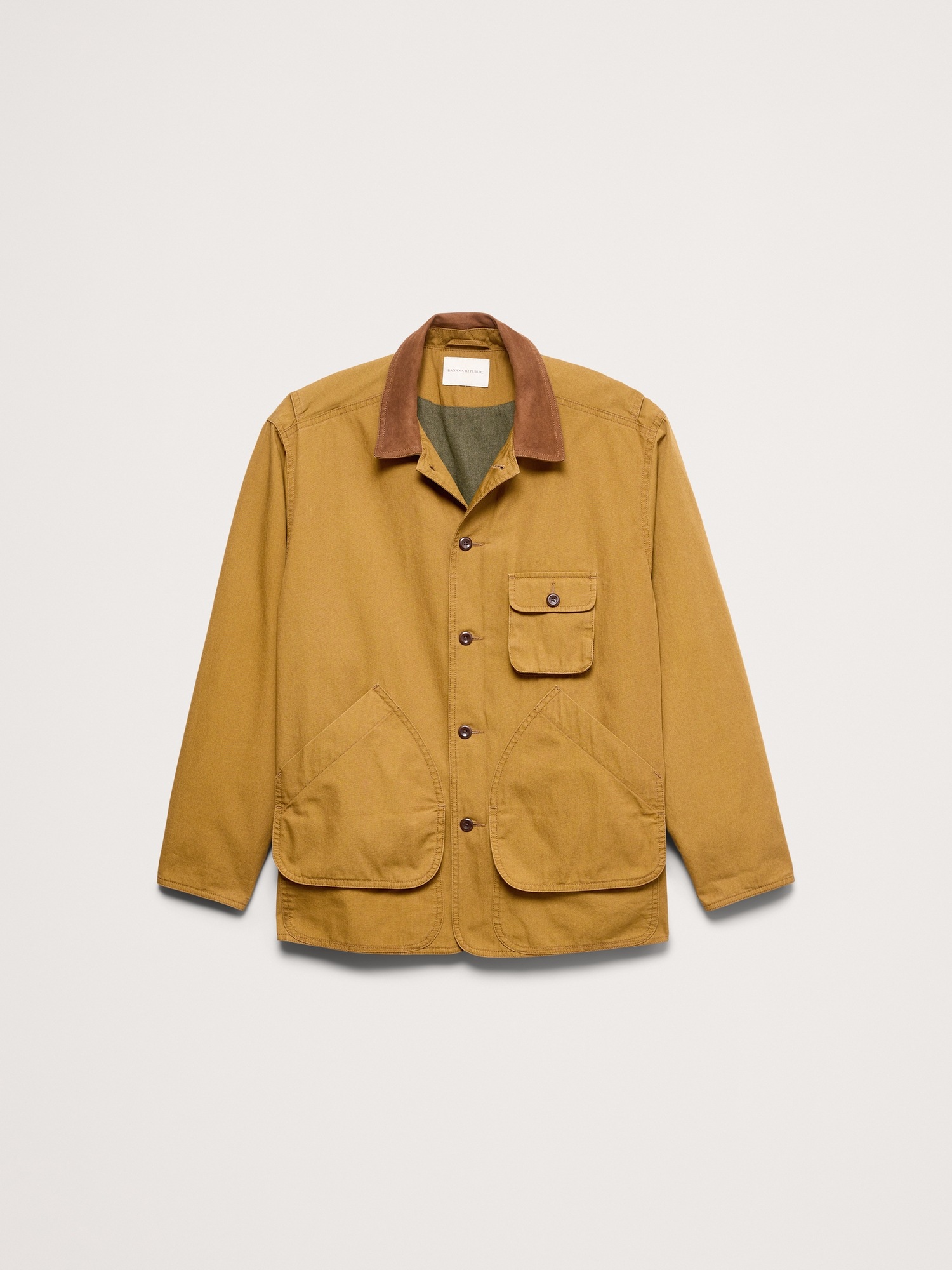 Мужская куртка Banana Republic Archive Reissue Walking Jacket with Suede Collar, цвет: Пыльный жёлтый — фото 4