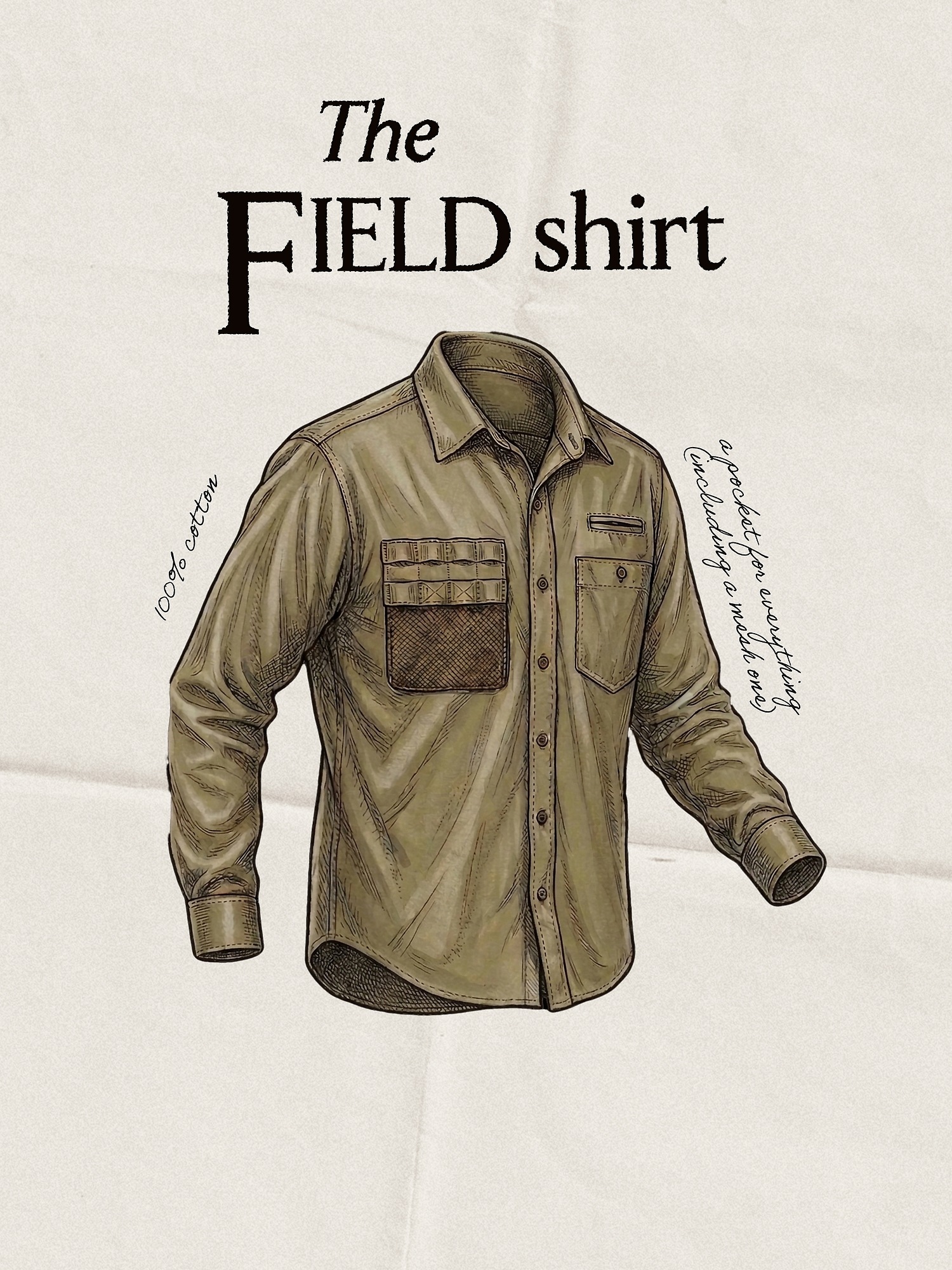 Мужская рубашка Banana Republic Archive Reissue Field, цвет: Оливковый зелёный — фото 4