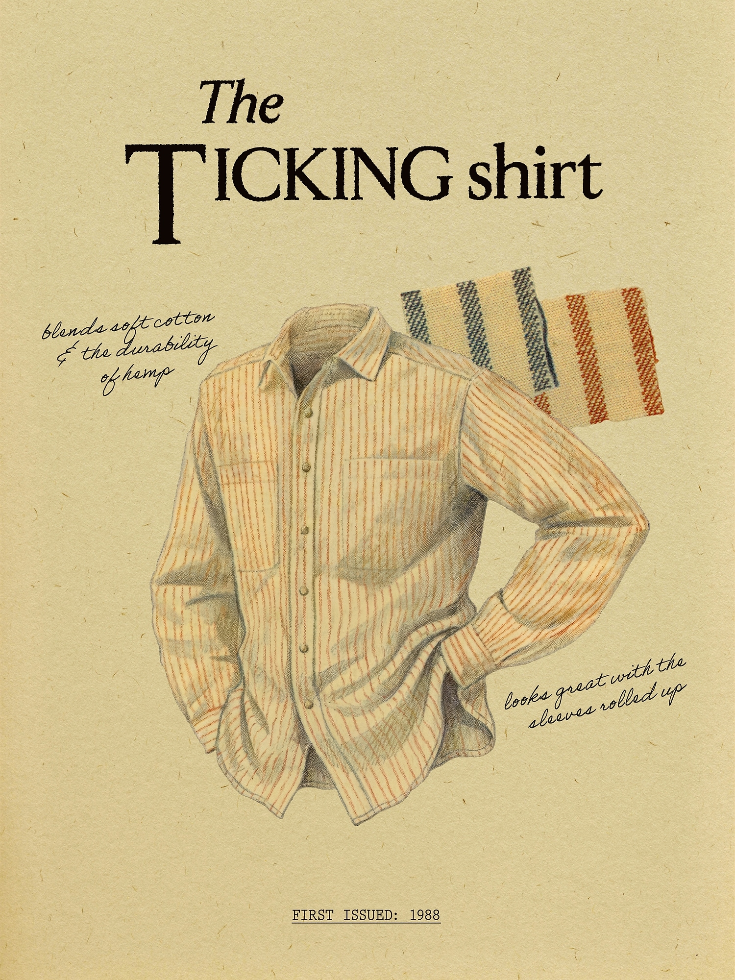 Image number 3 showing, Archive Reissue Ticking Shirt in Cotton-Hemp