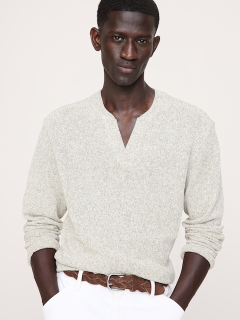 Marled Notch-Neck T-Shirt