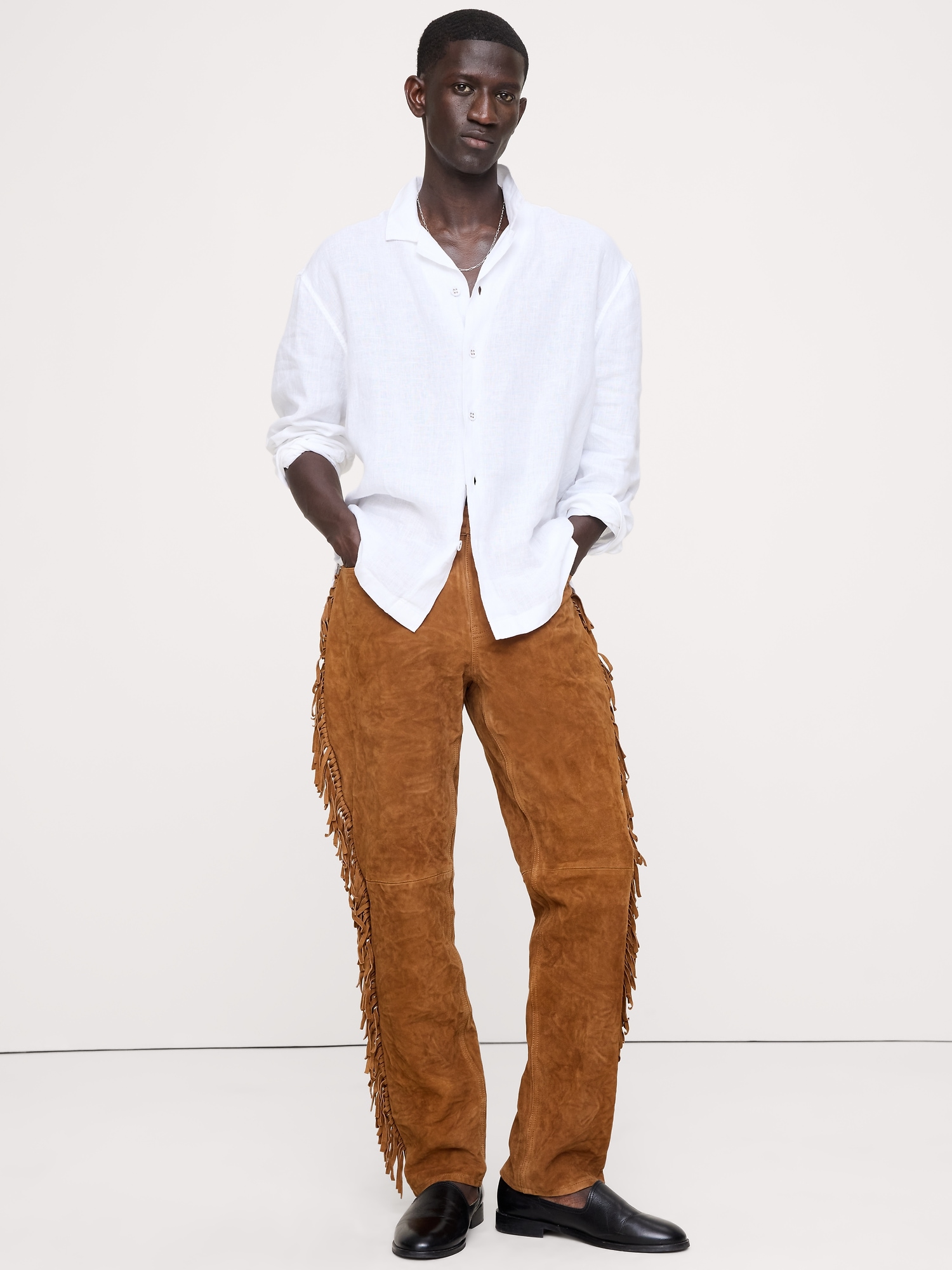Image number 1 showing, Heritage Straight-Leg Fringe Suede Pant