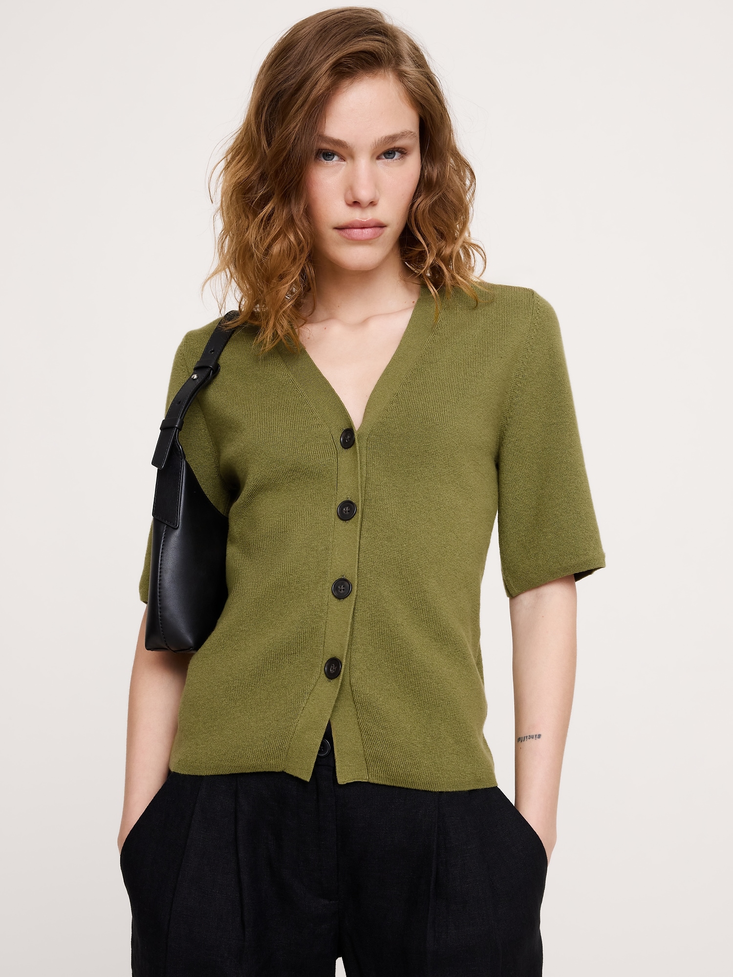 Image number 1 showing, Larkspur Cotton-Silk Short-Sleeve Cardigan