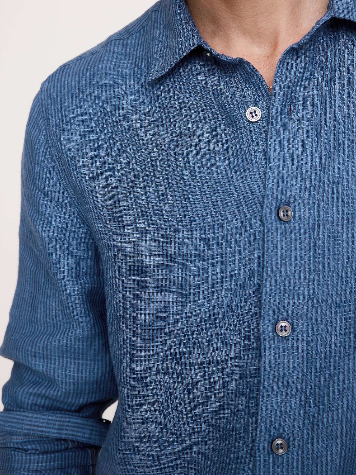 Image number 3 showing, Standard-Fit Textured Linen-Cotton Shirt