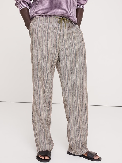 Relaxed Striped Linen Beach Pant | Banana Republic