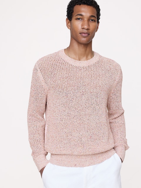 Textured Mesh Crew-Neck Sweater