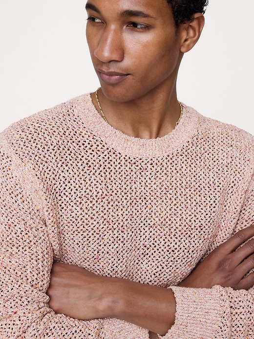 Textured Mesh Crew-Neck Sweater | Banana Republic