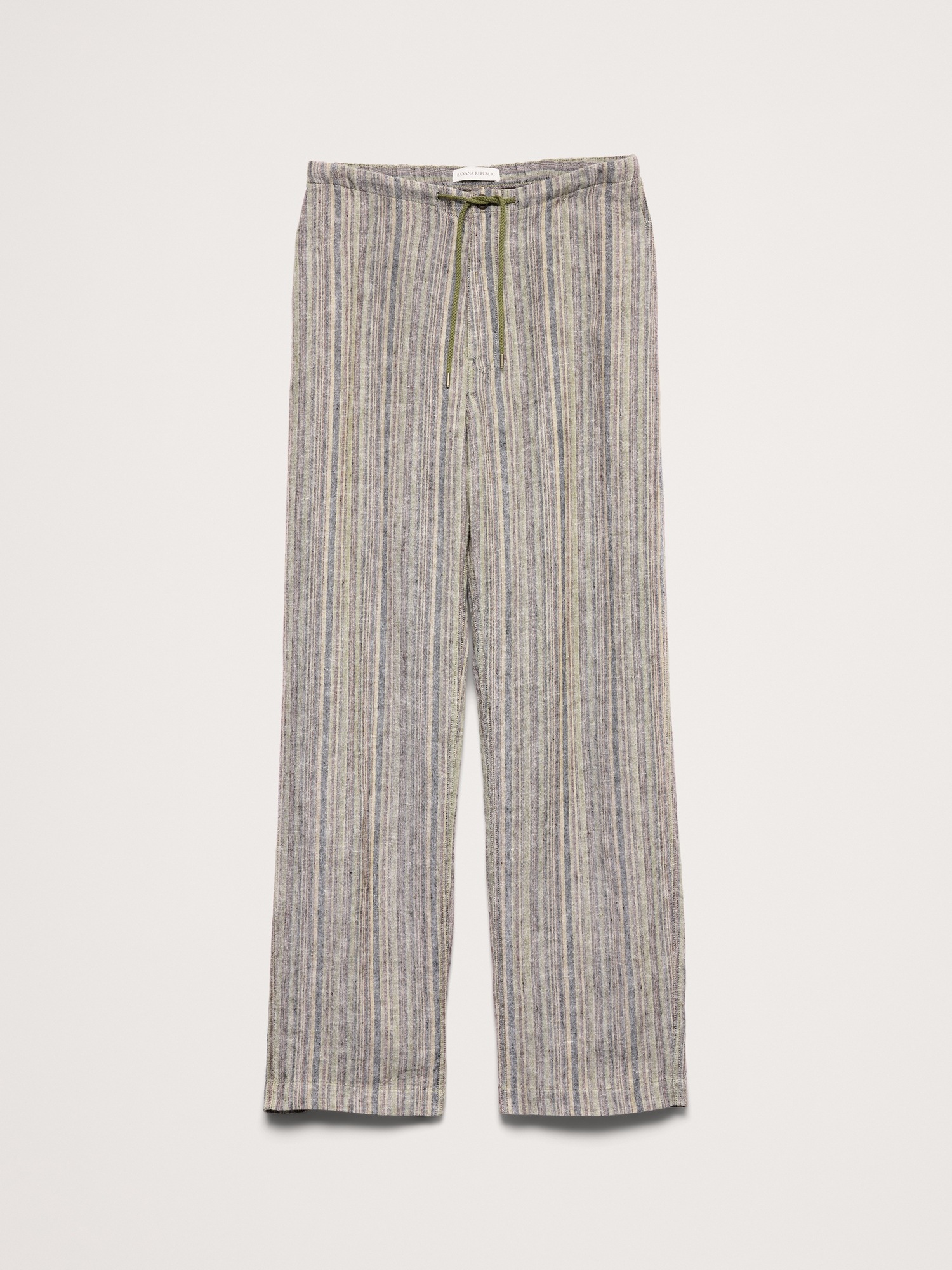 Мужские брюки Banana Republic Relaxed Striped Linen Beach Pant, цвет: Разноцветный полосатый — фото 4