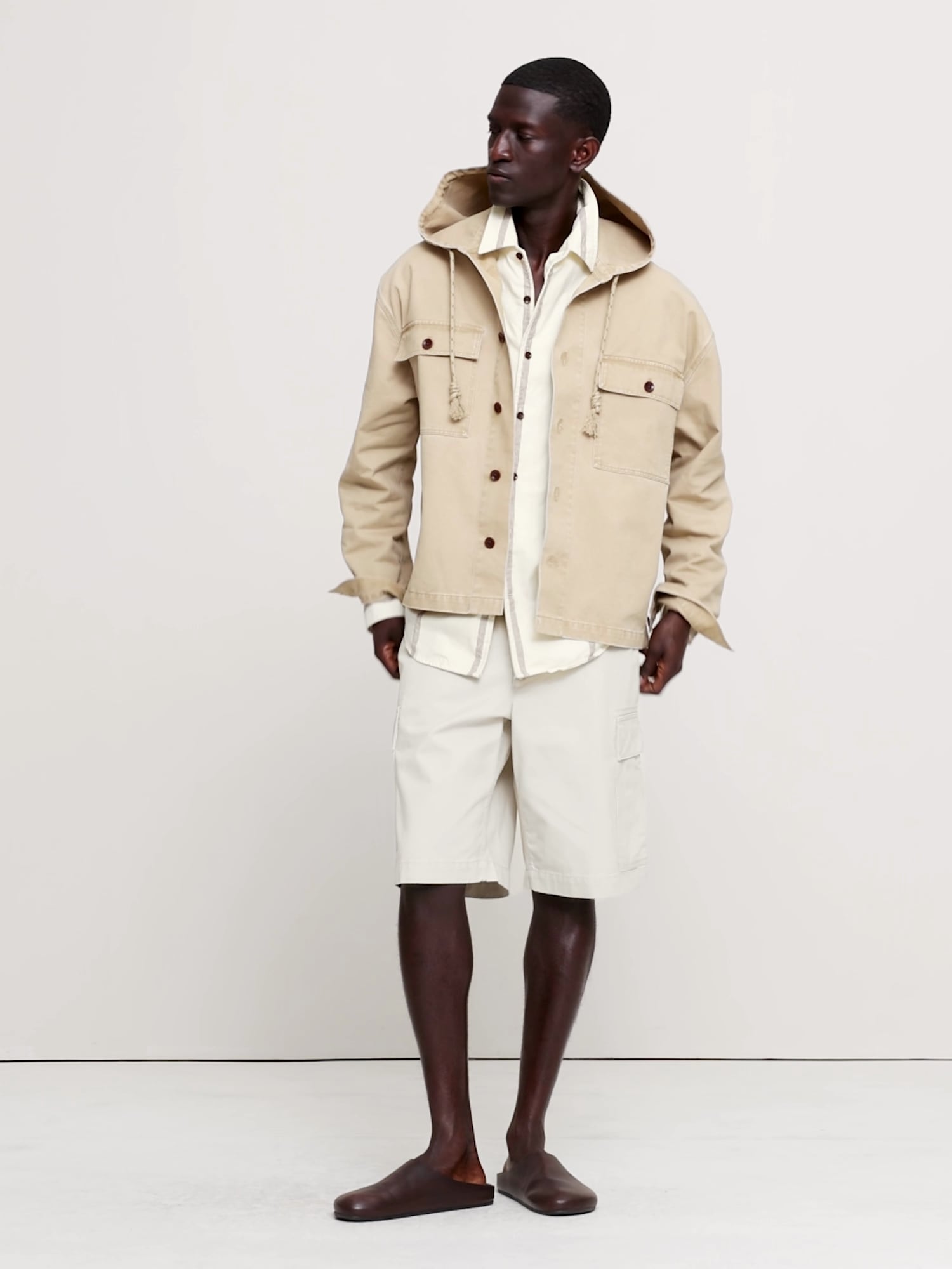 Cotton Twill Hooded Overshirt - thumbnail 8