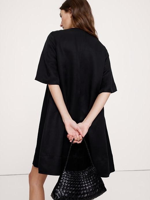 laced up a-line mini dress Sheer Scalloped-Lace Long-Sleeve Mini Dress in Wine Red - XL