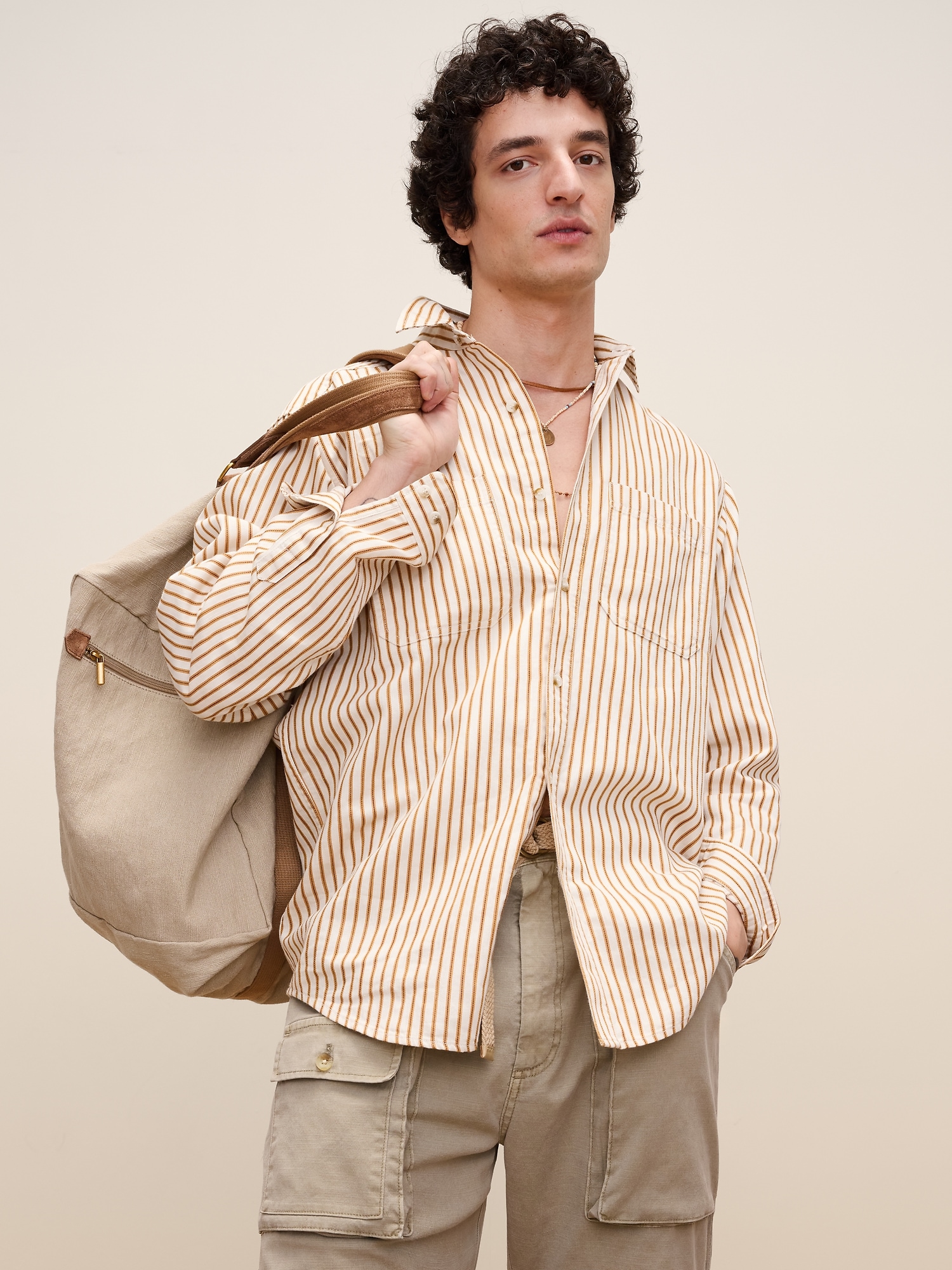 Image number 2 showing, Archive Reissue Ticking Shirt in Cotton-Hemp
