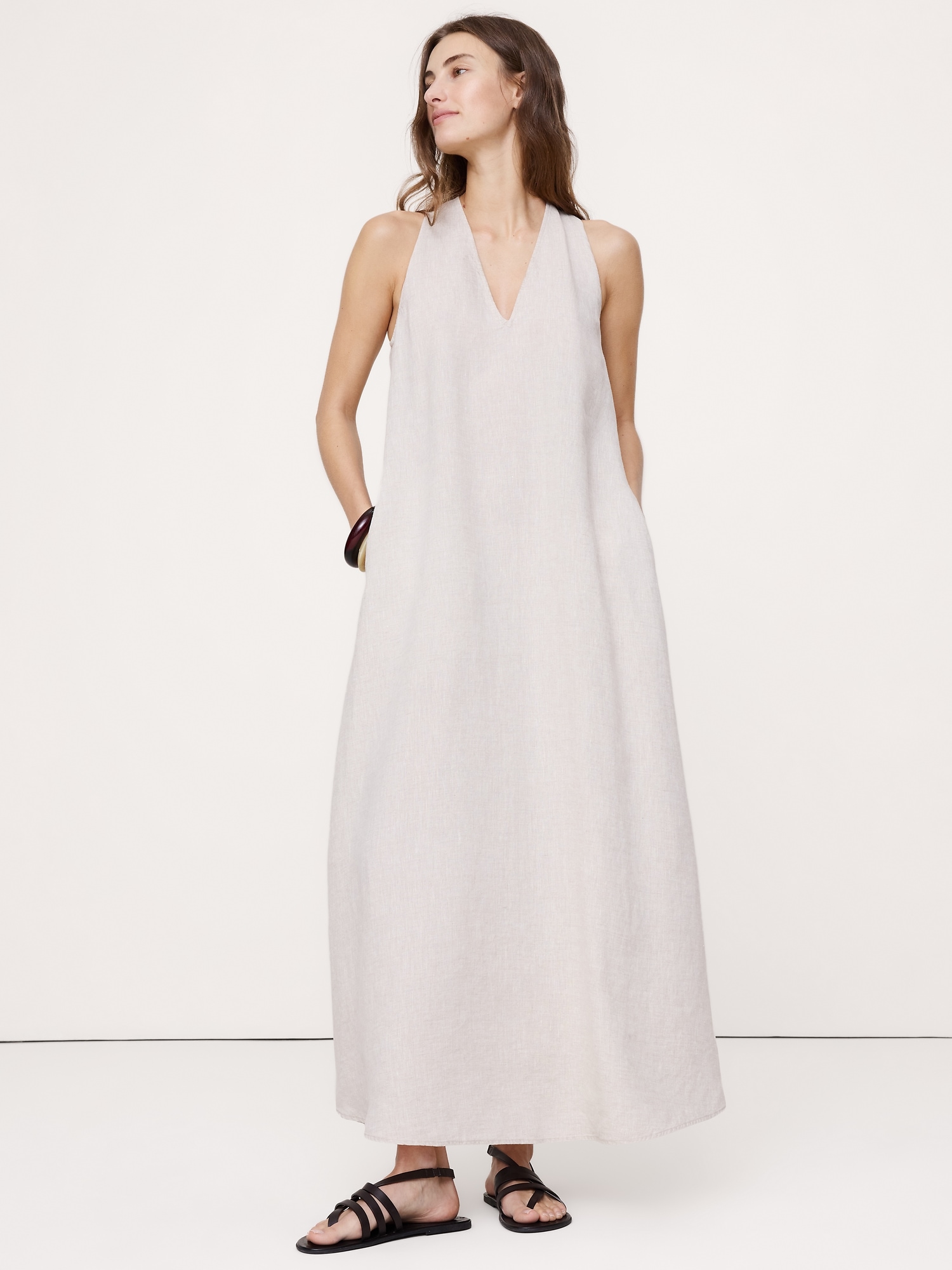 Image number 1 showing, Linen Halter Maxi Dress