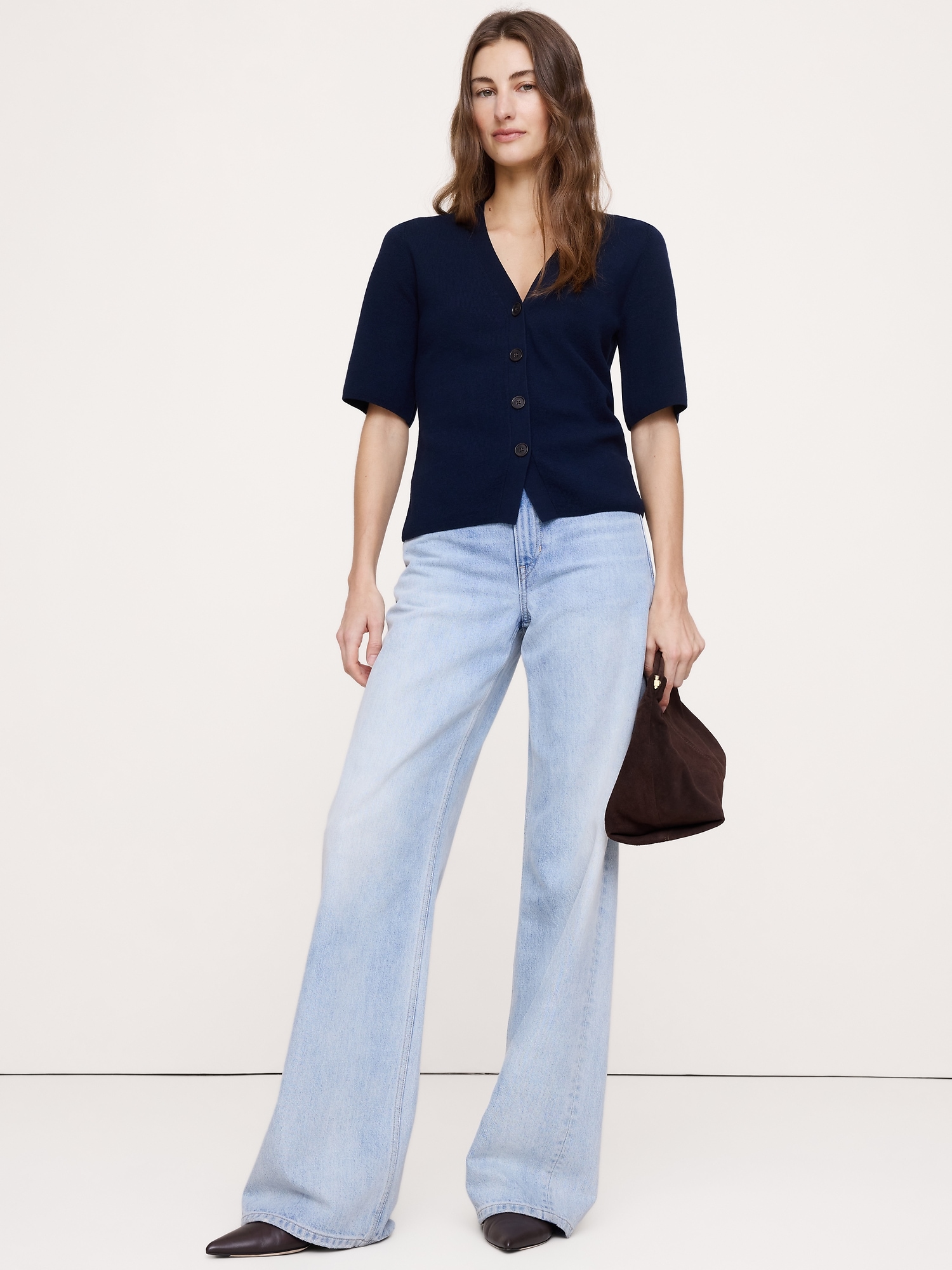 Image number 1 showing, Larkspur Cotton-Silk Short-Sleeve Cardigan