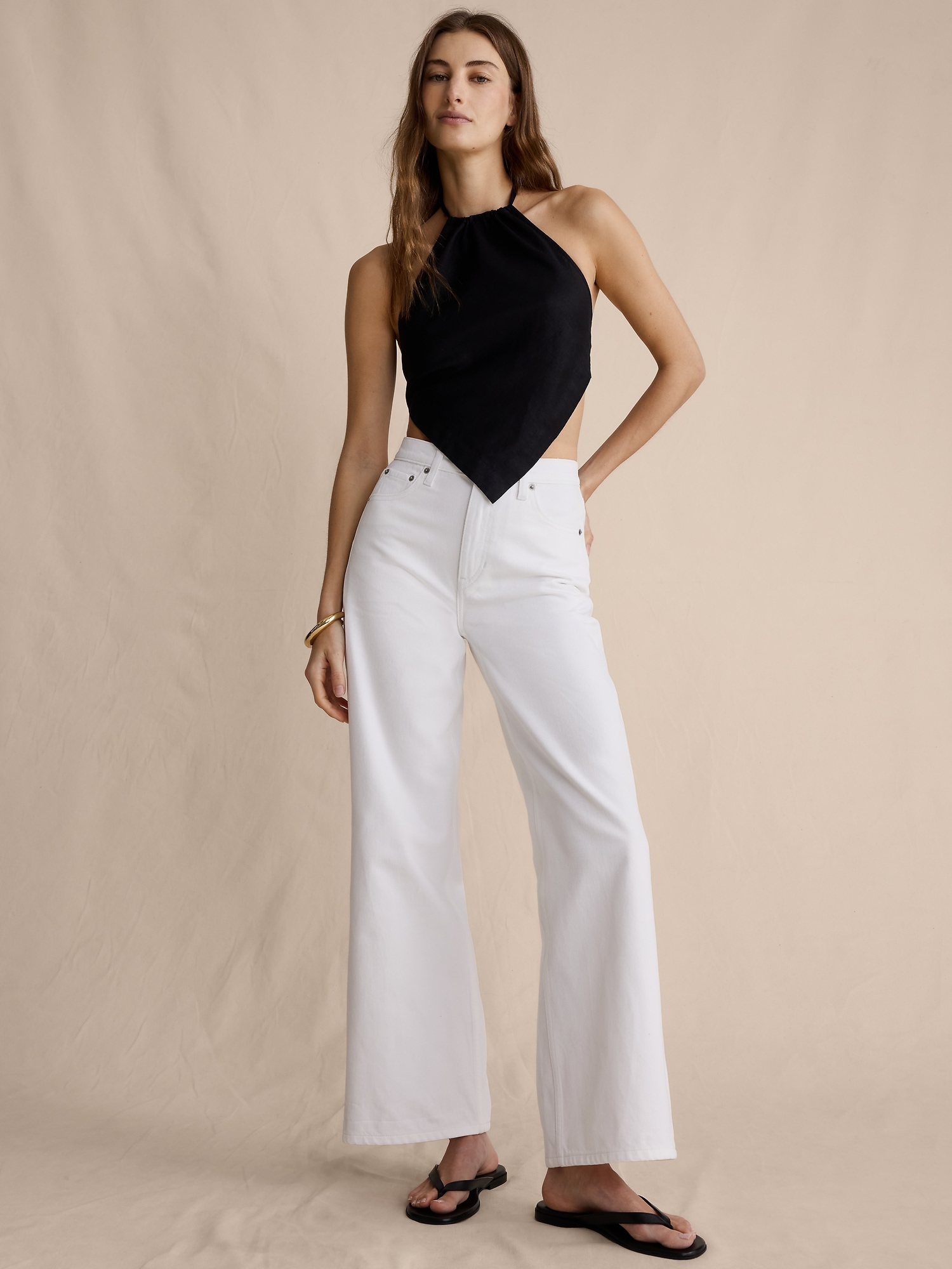 Image number 1 showing, The Icon Classic Wide-Leg Crop Jean