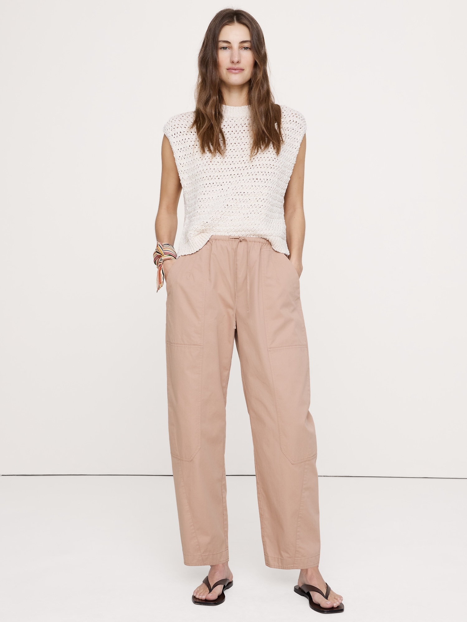 Image number 1 showing, Cotton Poplin Barrel Pull-On Pant