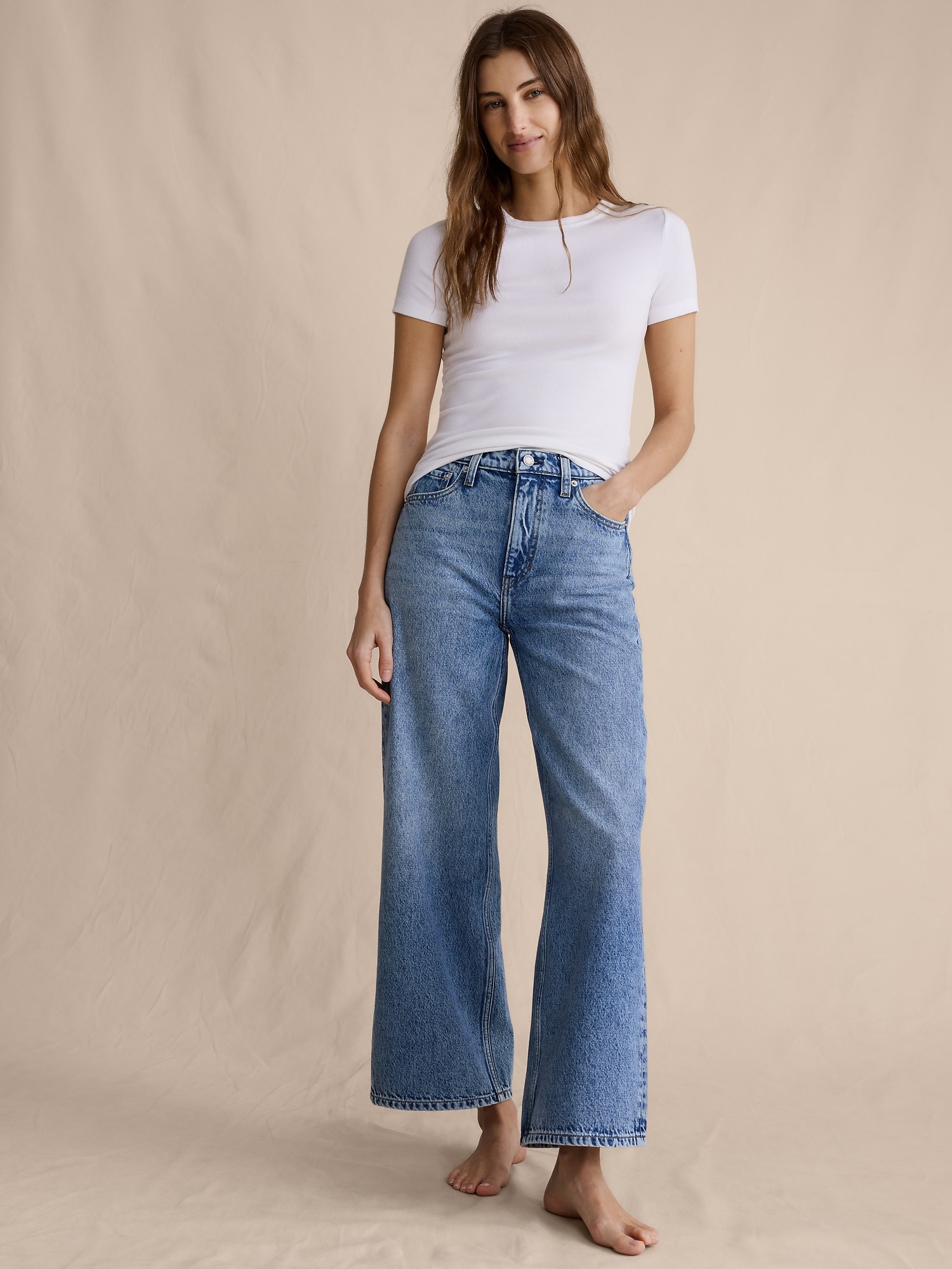 Image number 5 showing, The Icon Classic Wide-Leg Crop Jean