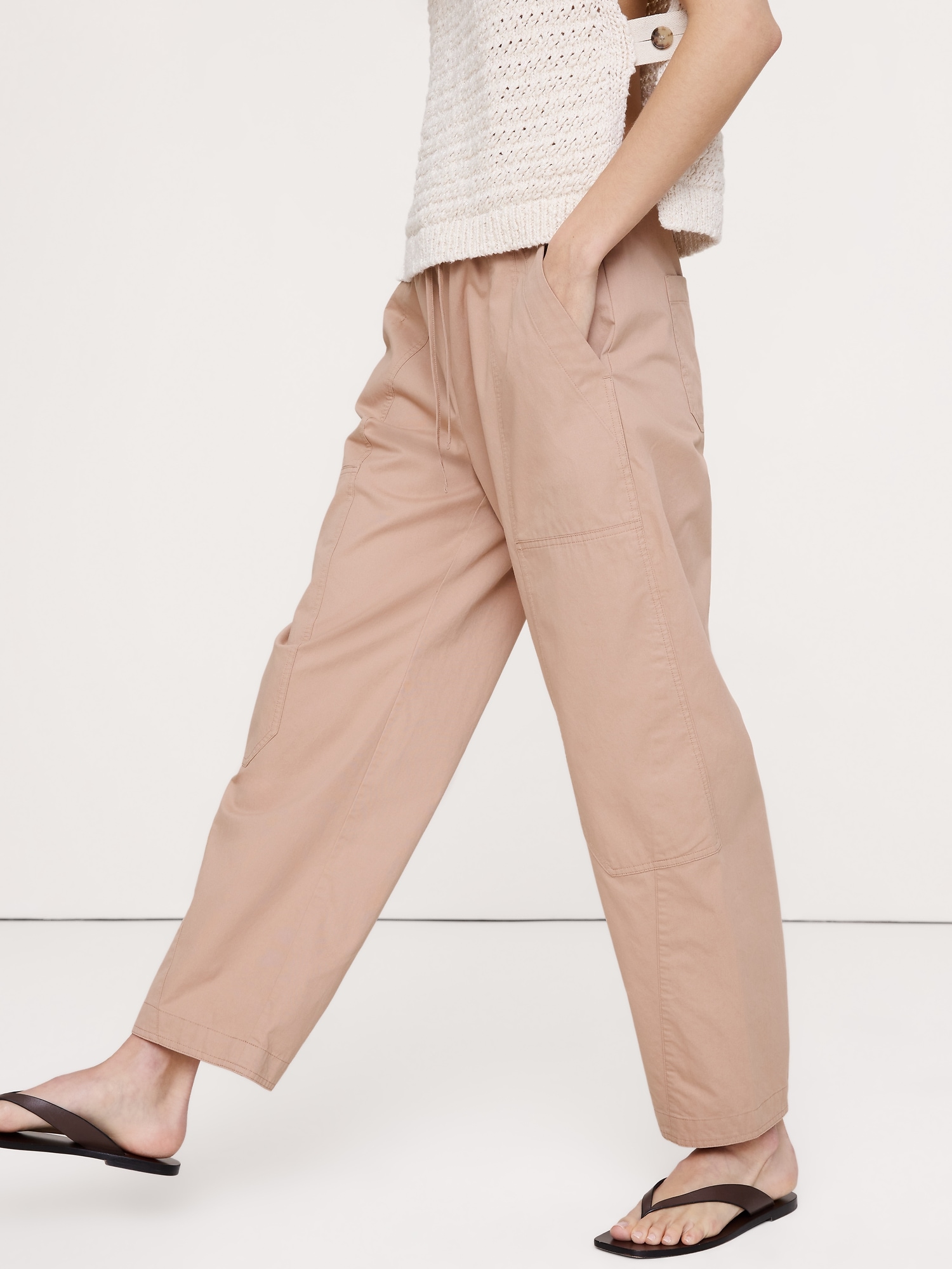 Image number 4 showing, Cotton Poplin Barrel Pull-On Pant