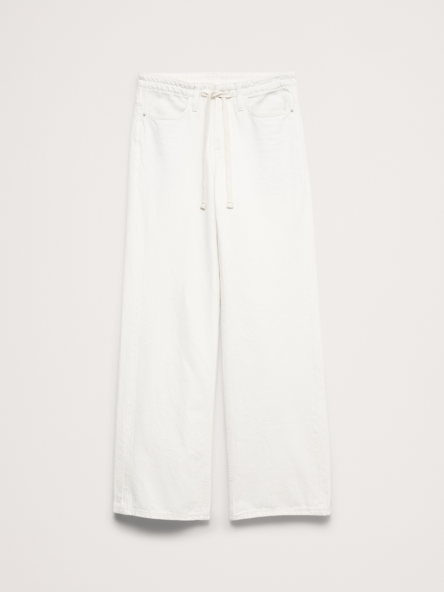 Женские джинсы Banana Republic Mid-Rise Wide-Leg Drawstring Jean, цвет: Яркий белый — фото 5