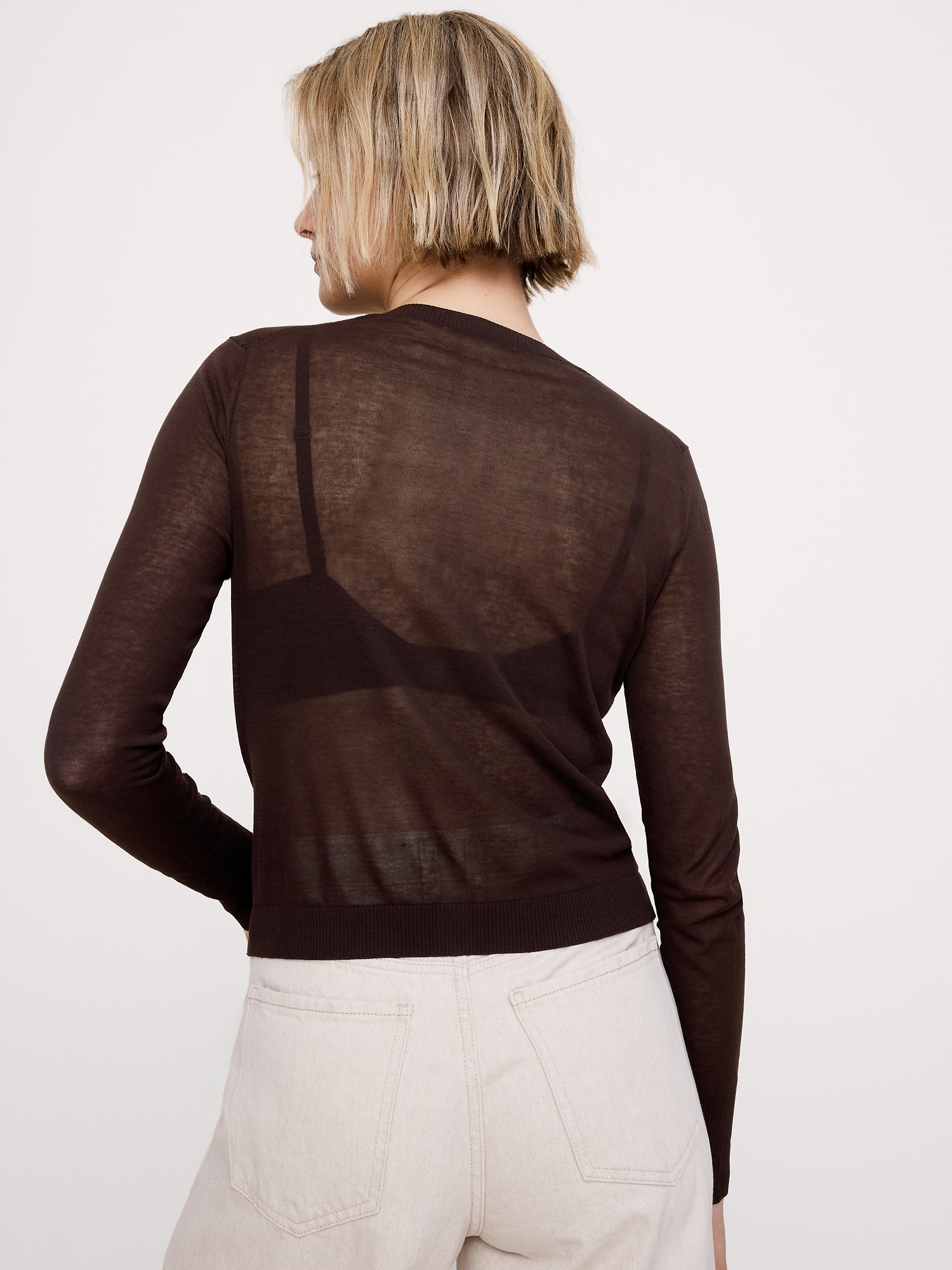 Image number 2 showing, Sheer Ultra-Fine Cotton Cardigan