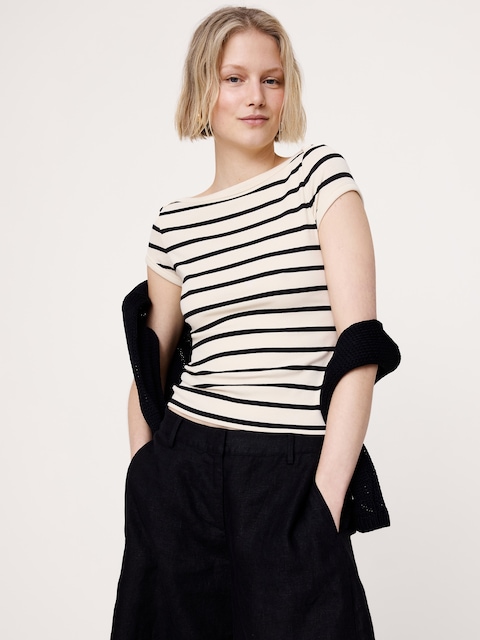 Ribbed Boatneck Top