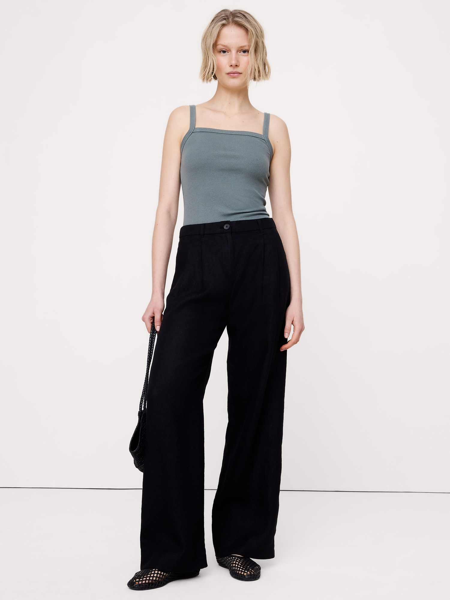 Image number 1 showing, Ribbed Square-Neck Tank