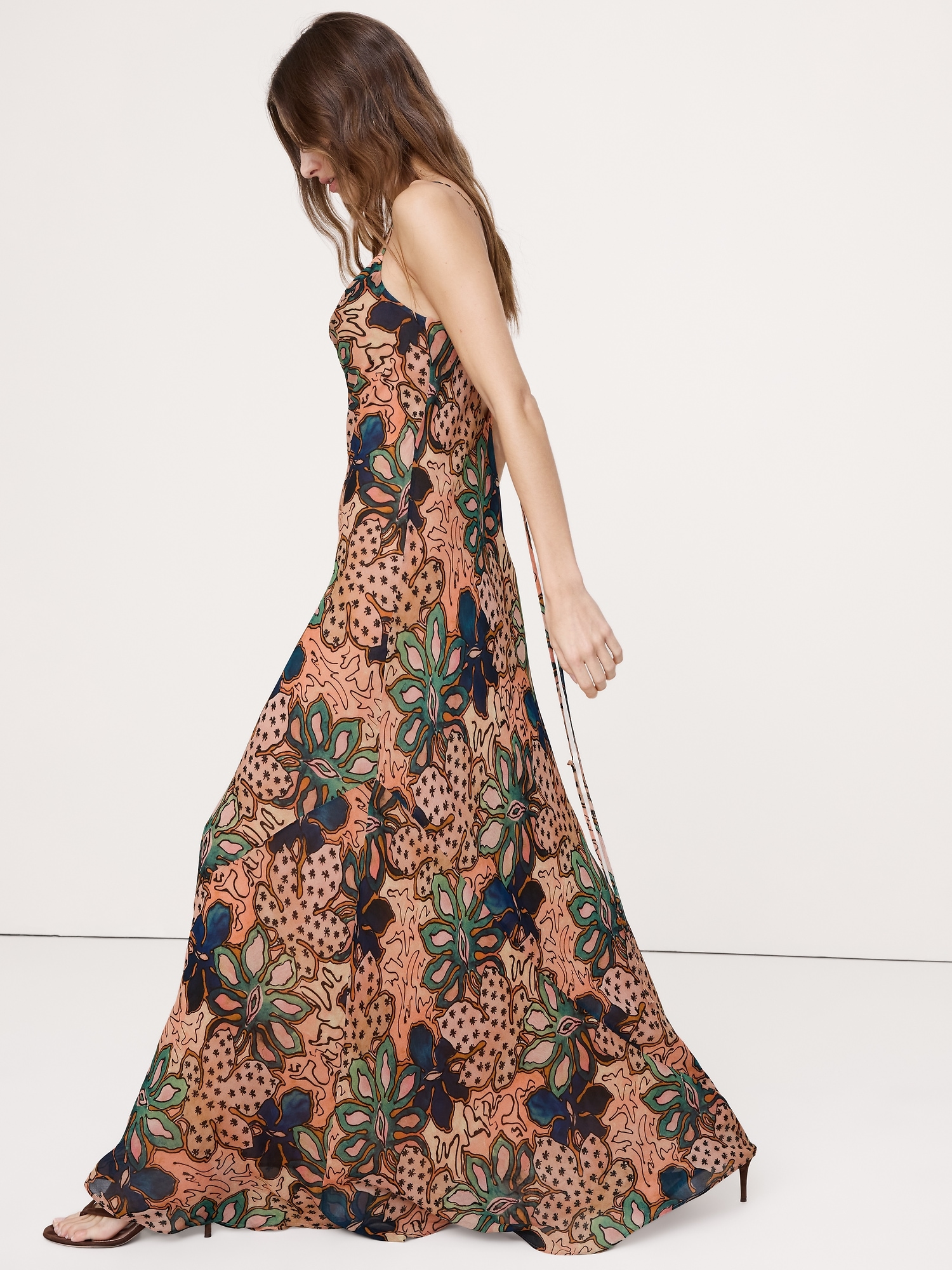 Image number 4 showing, Bias-Cut Georgette Slip Maxi Dress
