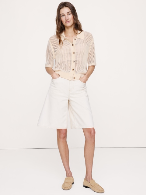 Mesh Polo Cardigan