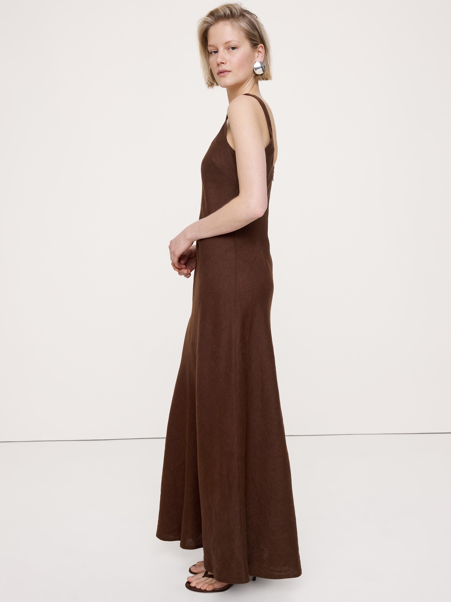 Image number 4 showing, Linen Bias-Cut Maxi Dress