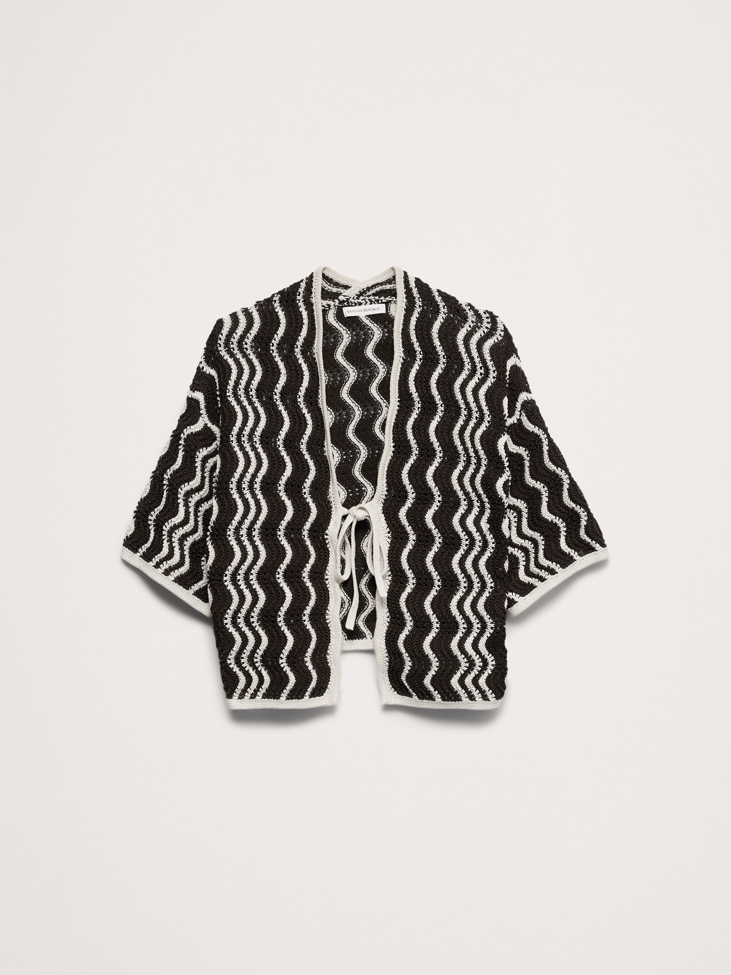 Image number 4 showing, Cotton Scallop Stripe Tie-Front Cardigan