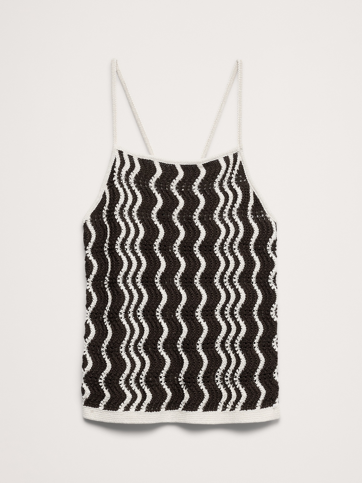 Женский топ Banana Republic Cotton Scallop Stripe Tie-Back Tank, цвет: Коричневый / Белый — фото 4