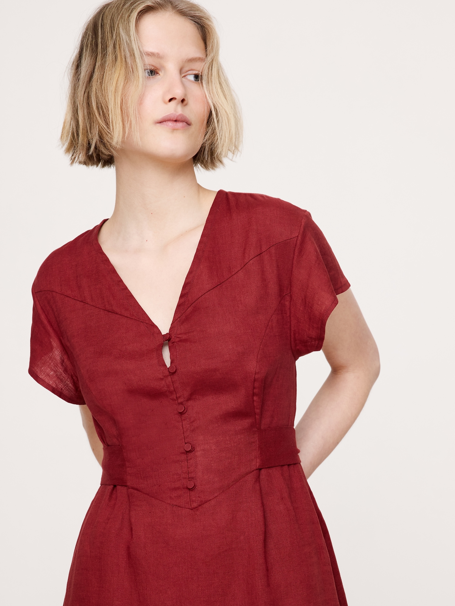 Image number 4 showing, Linen Side-Tie Maxi Dress