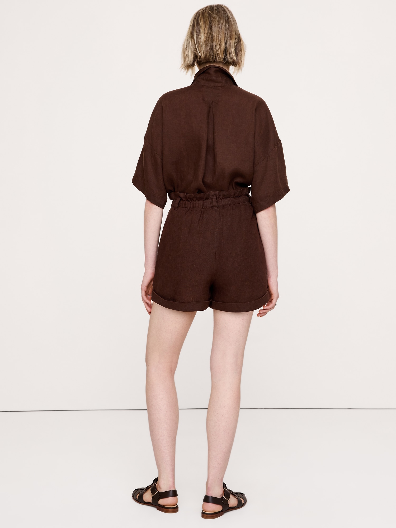 Image number 5 showing, 3.5" Paperbag-Waist Pull-On Linen Short