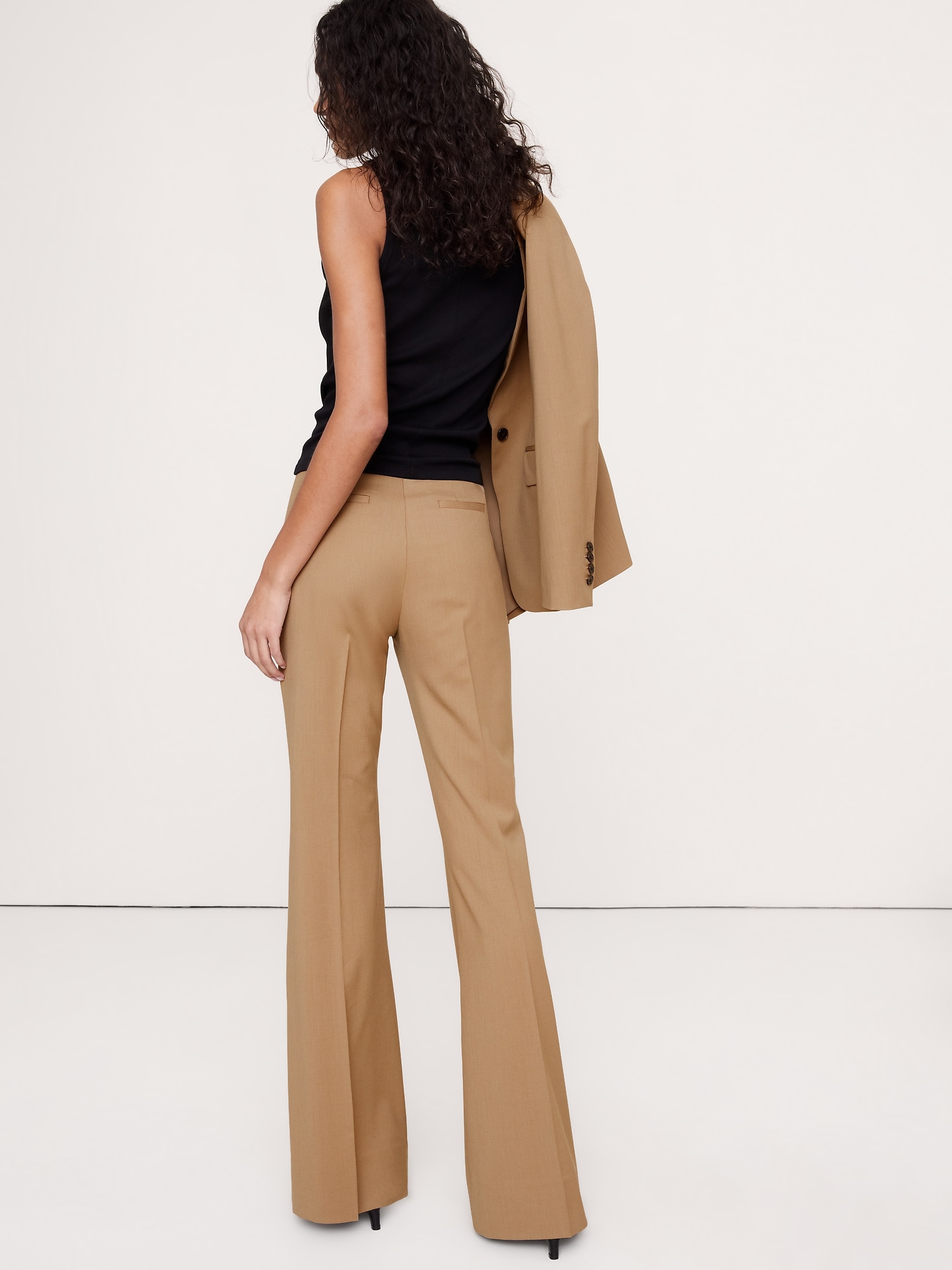 Image number 2 showing, High-Rise Flare Italian Lightweight Wool Pant