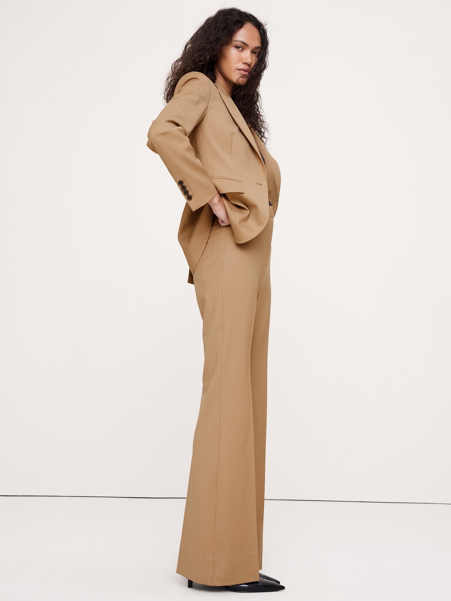 Image number 3 showing, High-Rise Flare Italian Lightweight Wool Pant