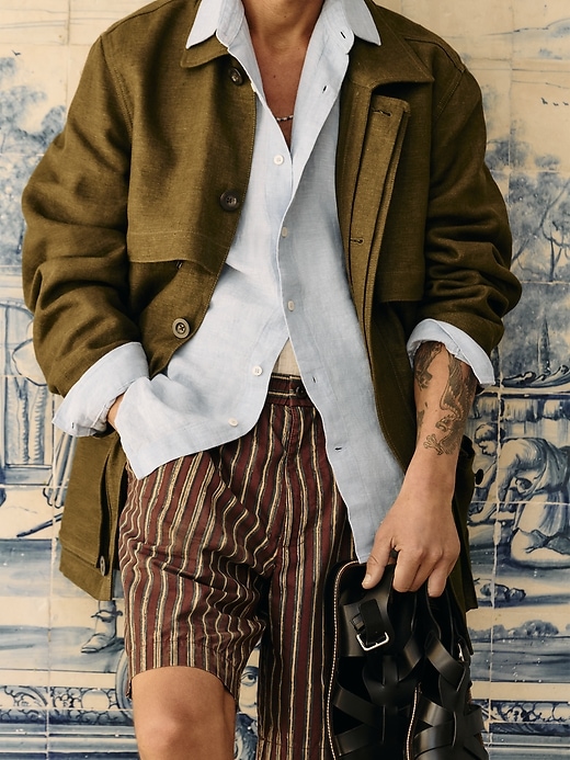 【BANANA REPUBLIC】Open-collar Linen Shirt Standard-Fit Linen Shirt | Banana Republic
