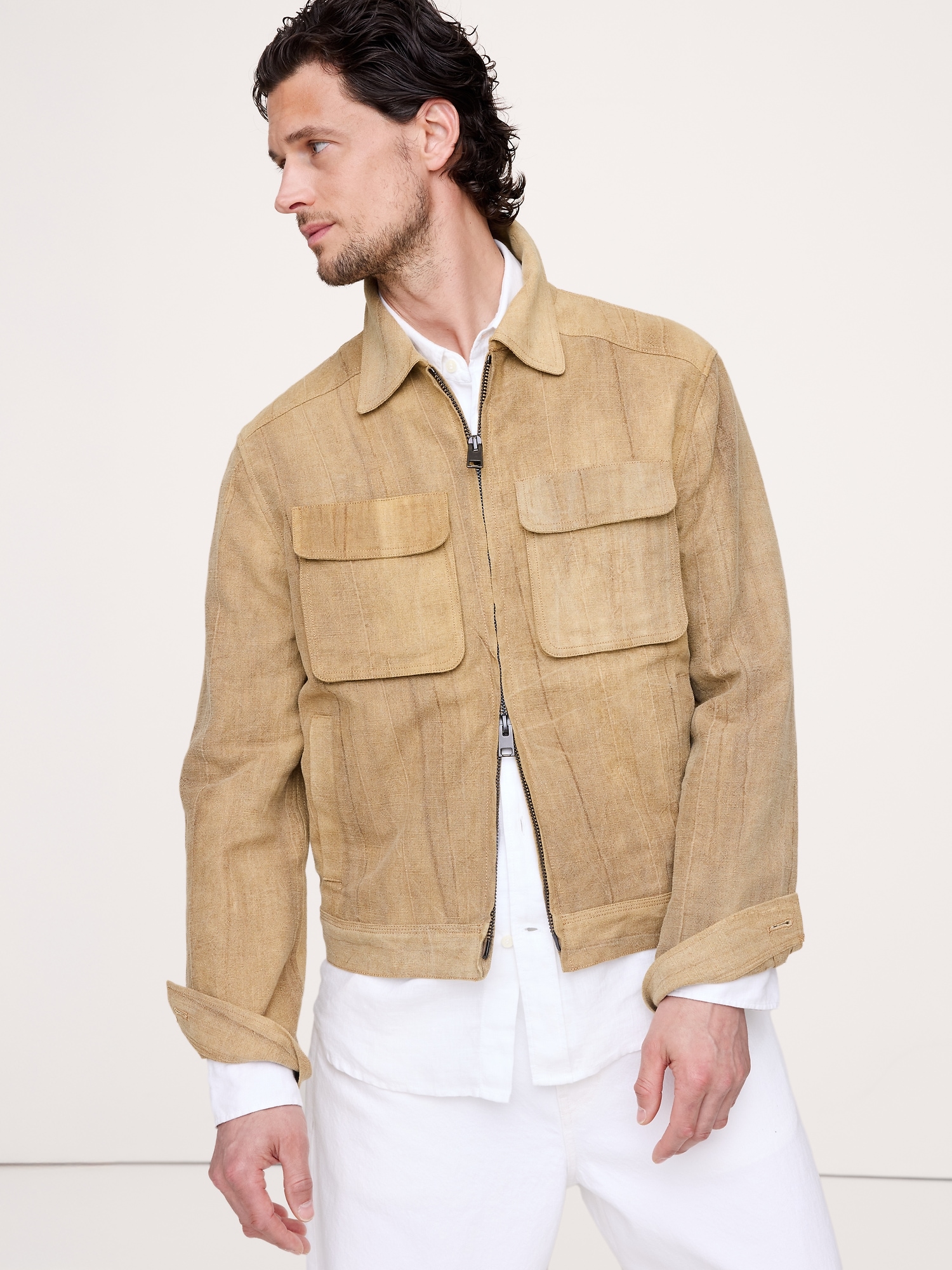 Image number 1 showing, Ramie-Cotton Flight Jacket